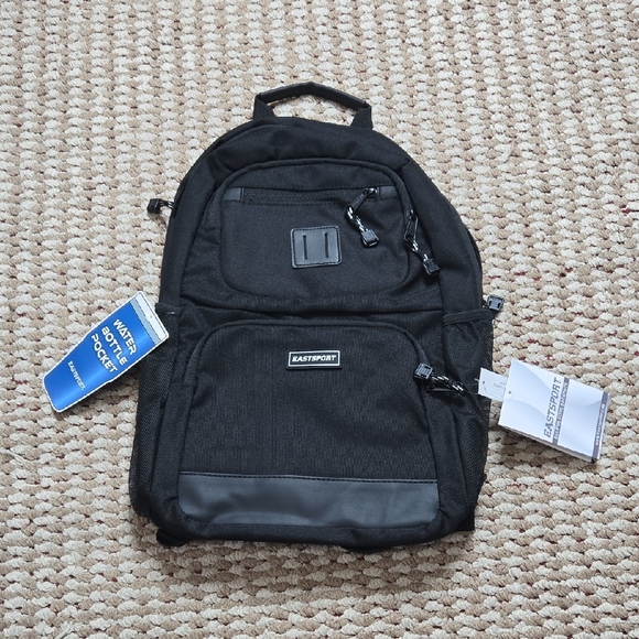 Eastsport Eclipse Core Backpack Black Bag Water Bottle Pocket 19" - Picture 1 of 2